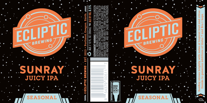 Ecliptic Brewing Seasonal Series Can SunRay Juicy IPA