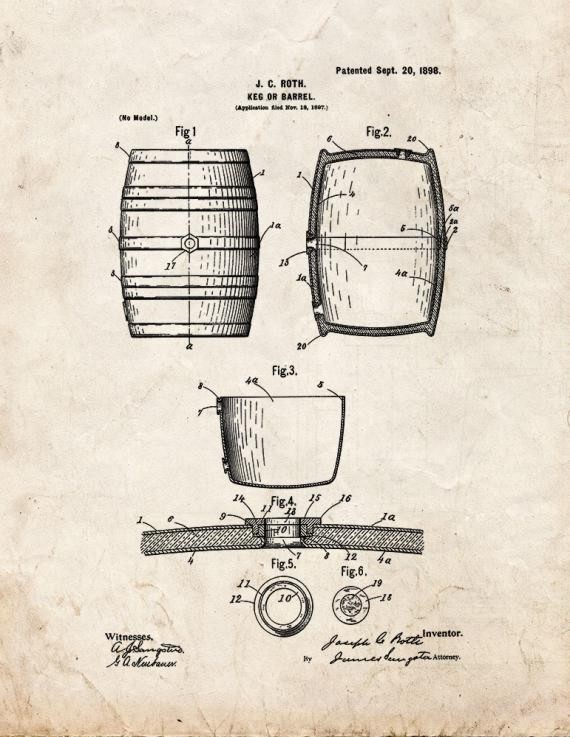 Beer keg or barrel submitted by Joseph C. Roth in 1897.
