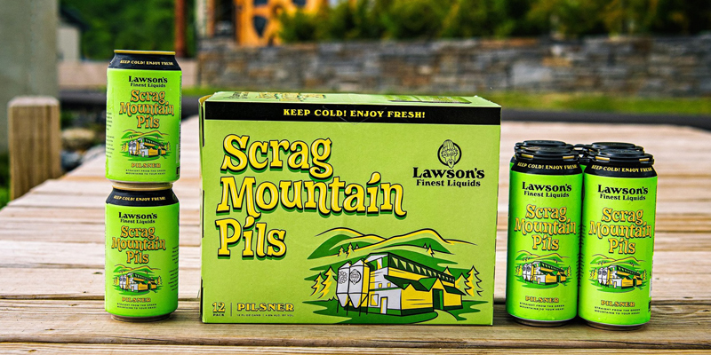 Lawson’s Finest Liquids Scrag Mountain Pils in 16 oz. Cans and 12 oz. 12-Packs